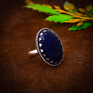 Bague en pierre de lapis-lazuli bleu royal, argent sterling 925, bijou élégant - Product Image 2