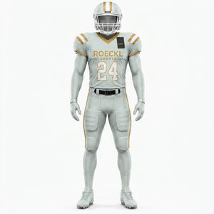 Uniforme de football américain personnalisé de haute qualité OEM, manches courtes, respirant, séchage rapide, ensemble de maillot et de pantalon pour usage sportif - Product Image 5