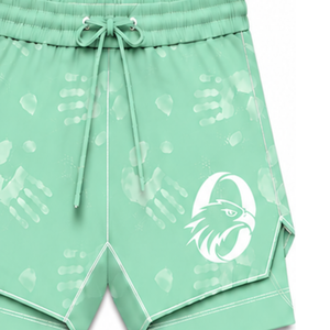 Shorts de Baño Verde Menta y Blanco, Ligeros, de Secado Rápido, Transpirables, con Cordón en la Cintura, para Entrenamiento, Deportes Acuáticos - Product Image 3