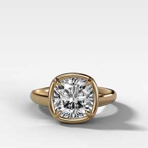 Bagues de fiançailles en diamant en gros, taille coussin, diamant de laboratoire 3 carats, or 14K 18K, sertissage clos, solitaire, profil bas, alliances élégantes - Product Image 1