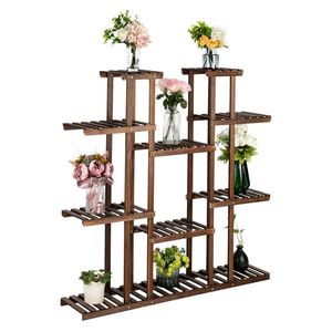 Artisasset 6-Story 11-Seat Multifunctional Carbonized Wood Plant Stand Indoor & Outdoor Flower Pots & Planters - Product Image 6