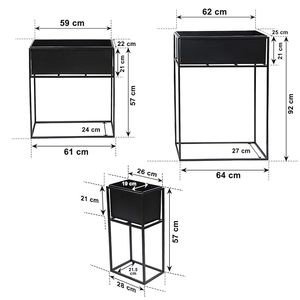 Modern Black Metal Planter Stand <b>Rectangular</b> Flower <b>Pot</b> Box Trough Indoor Outdoor Garden Living Room Home Decoration Planters - Product Image 2