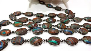 Cadena con Conector de Cuarzo Fordite en Forma Libre Briolette de 10x15mm - Product Image 2