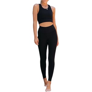 Ensemble de yoga pour femme : Leggings taille haute sans couture, crop top, soutien-gorge dos nageur imprimé léopard, tenue de sport sans manches pleine longueur - Product Image 2
