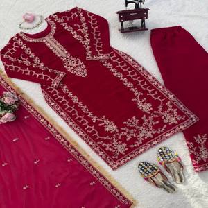 Conjunto de Kurta y Plazzo de Diseño VASTRA COTTAGE en Georgette con Bordado de Lentejuelas y Hilo, Plazzo Cosido y Dupatta, Ideal para Fiestas - Product Image 6