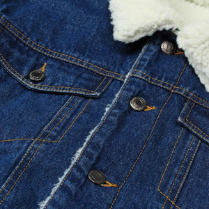 Winter Denim <b>Jacket</b> for Men Turn-down Collar Zipper Front Logo High Street Breathable Loose Fit American Casual Retro Warm Coat - Product Image 6