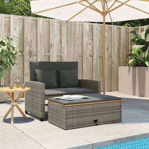 Canapé de jardin moyen en osier PE gris, bois d'acacia et acier thermolaqué - Product Image 3