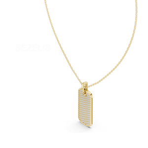 Collar con Placa de Identificación para Perro con Diamantes Cultivados en Laboratorio, Engaste Radiante Pavé, Cadena de Cable, en Oro Amarillo Sólido, Joyería Fina de Lujo - Product Image 1