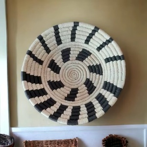 Escultura de Pared Art Deco Hecha a Mano con Hierba Sabai Natural Ecológica, con Patrón Floral, Forma Redonda, Juego de Varias Piezas para Decoración del Hogar - Product Image 3