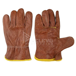 Guantes de invierno multiusos de cuero vacuno serraje con protección completa para los dedos, palma anti-corte, doble refuerzo y dorso transpirable para seguridad. - Product Image 1