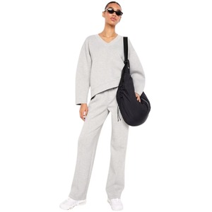 Sudadera de algodón suave oversize con cuello en V, estilo urbano, bordada con pedrería, de forro polar, talla grande, para mujer y hombre, al por mayor - Product Image 3