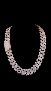 Cadena cubana de moissanita helada con corte redondo, plata 925 con baño de oro rosa, collar de joyería hip hop, regalo para hombres en fiestas de raperos - Product Image 2