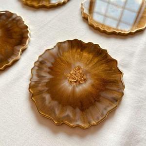 Ensemble de sous-verres à thé et à café en résine époxy haute brillance avec support |   Protection de table carrée ou ronde faite à la main – Meilleur prix - Product Image 1