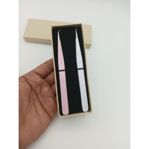 Professional Custom Color Stainless Steel Precision Lash Tweezers with Smooth Tip <b>Box</b> Packaging Made Pakistan for Brand Identity - Product Image 1