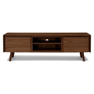 Meuble TV bas en bois massif finition noyer avec artisanat de qualité supérieure et construction durable pour salon moderne - Product Image 3