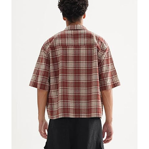 Men Plaid Shirt Short Sleeve Casual <b>Check</b> Shirt Lightweight Cotton Summer Button Up Shirt Custom Logo OEM Wholesale - Product Image 2