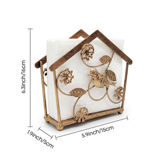 Porte-serviettes élégant avec motif d'oiseaux et de feuilles, support décoratif pour serviettes de table avec design nature oiseaux et feuilles pour table à manger et cuisine - Product Image 5
