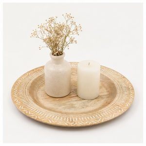 Wood Grain Textured Wood Charger <b>Plates</b> with Scalloped Rim Durable Faux Wood Wedding & Event Table <b>Decorations</b> Bulk Wholesale - Product Image 2