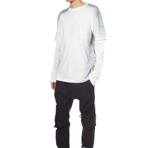 เสื้อยืดแขนยาวสองชั้น สไตล์สตรีทแวร์ ทรงโอเวอร์ไซส์ ดีไซน์วินเทจแบบฟอกสี ลายเรียบ สำหรับผู้ชาย - Product Image 6