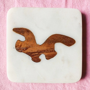 Artisan Wooden and Resin Inlay Yellow <b>Coaster</b> Set Handcrafted Stone <b>Drink</b> <b>Coasters</b> for Elegant Home and Office Use - Product Image 5