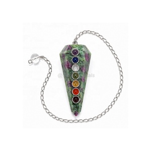 Péndulo de Piedra Lunar Melocotón de 7 Chakras, Péndulo de Cristal de Siete Chakras para Reiki, Herramienta de Radiestesia de Gemas Naturales, Suministro al por Mayor - Product Image 2