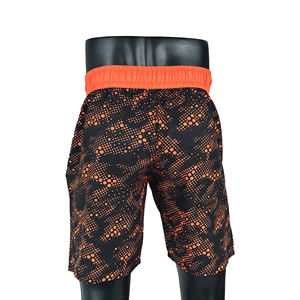 Shorts MMA pour homme, noir et orange à pois, impression par sublimation, séchage rapide, coupe classique, vêtements d'arts martiaux mixtes, taille adulte - Product Image 1