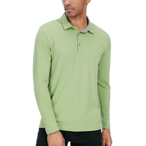 Chemise à manches longues pour homme, couleur unie, tricot en coton respirant, coupe décontractée, chemises de golf, technologie OPTI-Dri, protection solaire - Product Image 2