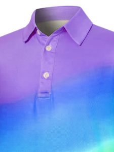 เสื้อโปโลผู้ชายทรงคลาสสิคแบบสวมใส่สบาย ระบายอากาศได้ดี แขนสั้น ลายไล่สี พิมพ์ลายดิจิทัล สไตล์ลำลอง - Product Image 2