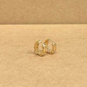 Designer <b>Gold</b> Hoop <b>Earrings</b> with Sparkling Yellow Stones Trendy Women’s Jewelry for Parties Weddings and Ethnic Outfits - Product Image 5
