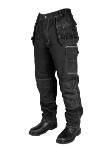 Pantalon de travail cargo pour homme, multi-poches, fermeture éclair, taille mi-haute, tissé, avec genouillères renforcées et poche porte-outils - Product Image 2
