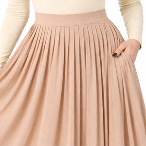 Falda Midi Plisada para Mujer, Transpirable, Cintura Elástica, Casual, Elegante, Tejido de Chifón Suave al Tacto, Perfecta para Uso Diario - Product Image 6