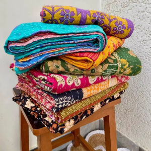 Colcha Kantha vintage cosida a mano, reversible, cubrecama Kantha indio. - Product Image 1