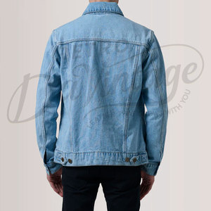 Custom <b>Men</b> <b>Light</b> Blue Denim <b>Jacket</b> Vintage Wash Slim Fit Cotton Jean <b>Jacket</b> Casual Button Up Streetwear Outerwear Coat - Product Image 3
