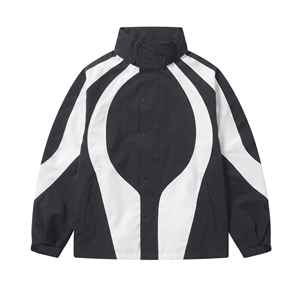 Ensemble survêtement streetwear homme personnalisé 2 pièces, coupe ample, léger, avec panneaux et passepoil, veste et pantalon en nylon - Product Image 2