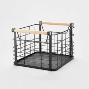 Stylish Design Black Metal <b>Wire</b> Mesh <b>Storage</b> <b>Basket</b> Rectangular Iron Desk Organizer <b>For</b> Home Office Bathroom In Best Price - Product Image 1