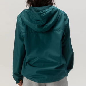 Veste coupe-vent à capuche pour femmes, taille plus, manches longues, extérieur en polyester, couleur unie, coupe régulière, style minimaliste, printemps - Product Image 3