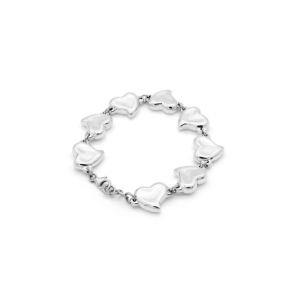 Bracelet à maillons en forme de cœur brossé - Style romantique en argent 925 - Product Image 1