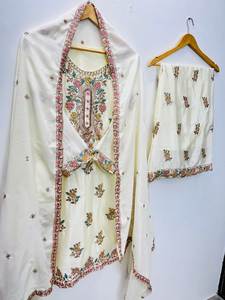 Conjunto de Top y Pantalones Plazzo con Dupatta en Tela de Seda Chinon Pura, Estilos Elegantes y Sofisticados, Hermosa Combinación de Colores, a Precio de Mayoreo - Product Image 5