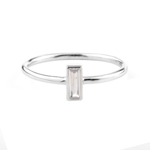 Joyería de plata personalizada anillo de piedra baguette CZ rectángulo anillo de piedra joyería de las mujeres - Product Image 1