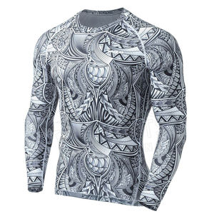 Rashguard MMA BJJ à manches longues, imprimé sur mesure, UPF50+, respirant, compression, 100% polyester, fabrication OEM - Product Image 1