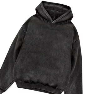 Nouveau sweat à capuche vintage noir délavé pour hommes et femmes, en coton épais, coupe oversize, en molleton, style streetwear, mode hiver, OEM ODM - Product Image 5