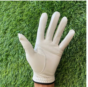 <b>Men</b> <b>Leather</b> Golf <b>Gloves</b> White With <b>Black</b> Trim Wrist Length Durable Classic Style For Spring Summer Sports All Season Golf <b>Gloves</b> - Product Image 6