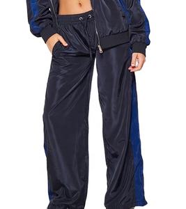 Trajes de ropa deportiva de marca con logotipo bordado personalizado, chándal de bloque de color con cremallera, chándal de nailon cortavientos de mejor diseño para mujer - Product Image 3