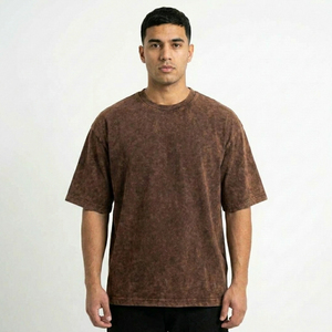 Camiseta Premium para Hombre con Efecto Desgastado Mineral Wash, Ajuste Holgado de Lujo, Hombros Caídos, Fabricante de Ropa de Algodón - Product Image 1