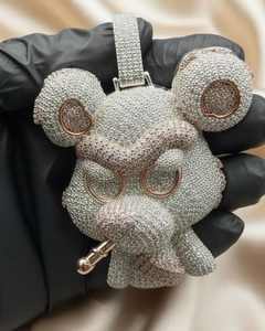 Colgante de Personaje de Dibujos Animados Anergy Bear con Incrustaciones de Moissanita VVS en Plata 925, Colgante Personalizado de Dibujos Animados, Colgante Hip Hop para Raperos - Product Image 6