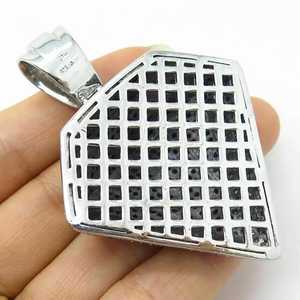 Colgante con Forma de Diamante, Colgante de Diamante Moissanite Redondo Blanco y Negro, Colgante Hip Hop, Colgante con Engaste Pavé de Plata 925, Regalos para Hombre - Product Image 6