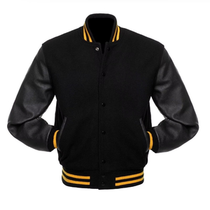 <b>Men's</b> Trendy Streetwear <b>Varsity</b> <b>Bomber</b> <b>Jacket</b> Stand Collar Double Breasted Closure Casual Style Waterproof for Winter 2026 - Product Image 4