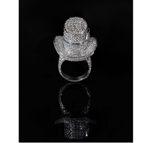 Luxury VVS Moissanite Top Hat Pave Setting 925 Sterling <b>Silver</b> Iced Hip Hop Statement <b>Ring</b> for <b>Men</b> GRA Certified - Product Image 1