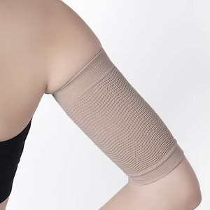Rodillera de compresión de nailon y algodón tejido con rayas negras y naranjas, transpirable, universal, unisex, para protección en levantamiento de pesas. - Product Image 4