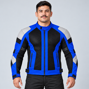 Chaqueta de malla para motocicleta personalizada con colores a medida, paneles ventilados, cremalleras duraderas y diseño profesional para motociclistas. - Product Image 1